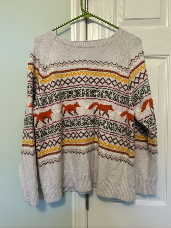 Talbots Sweaters - Talbots Women’s Cream Fair Isle Fox Knit Sweater